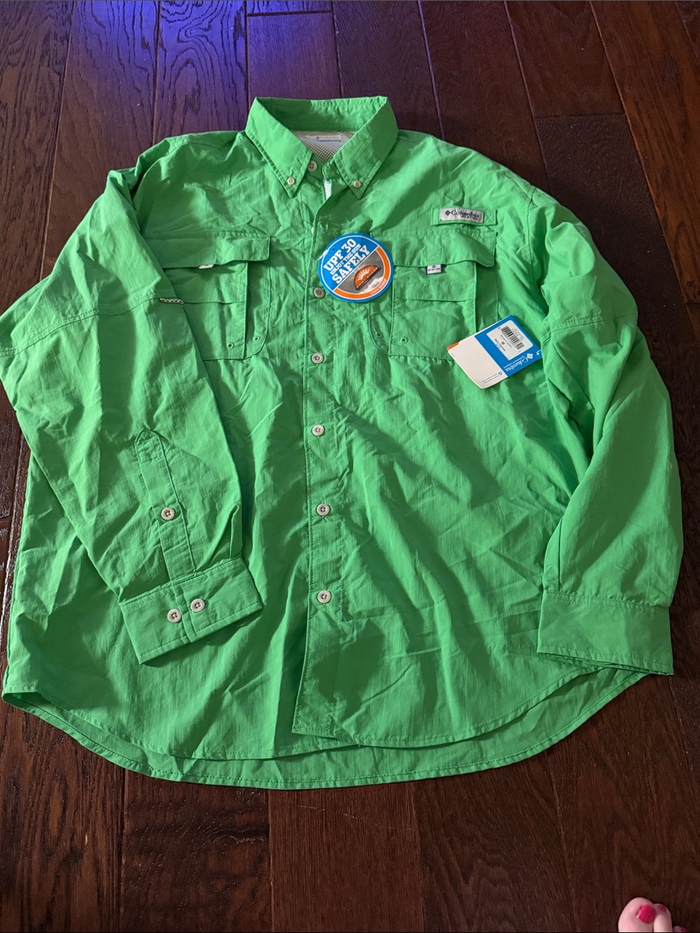Columbia Men's Lime Green Long-Sleeve Button-Down Shirt